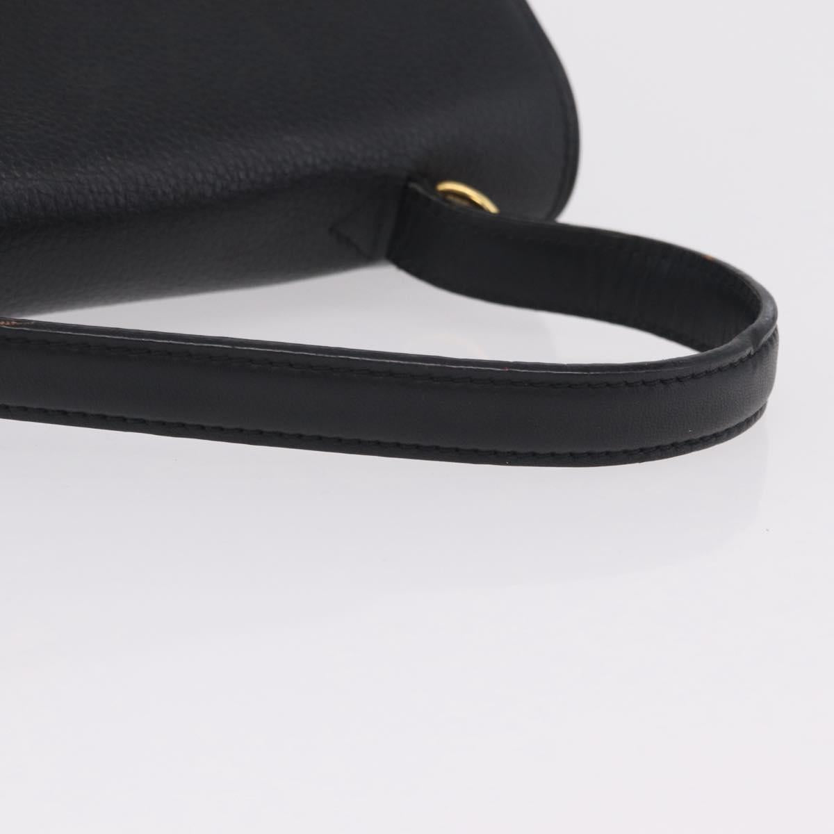 CELINE Hand Bag Leather Black Gold Auth ka6337