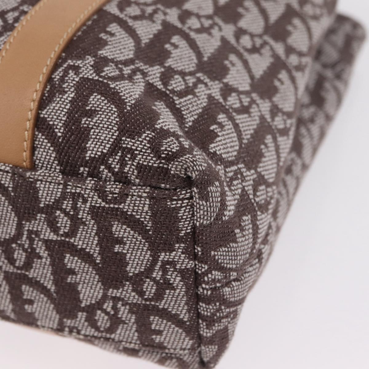 Christian Dior Trotter Canvas Hand Bag Brown Gold Auth ka6338V