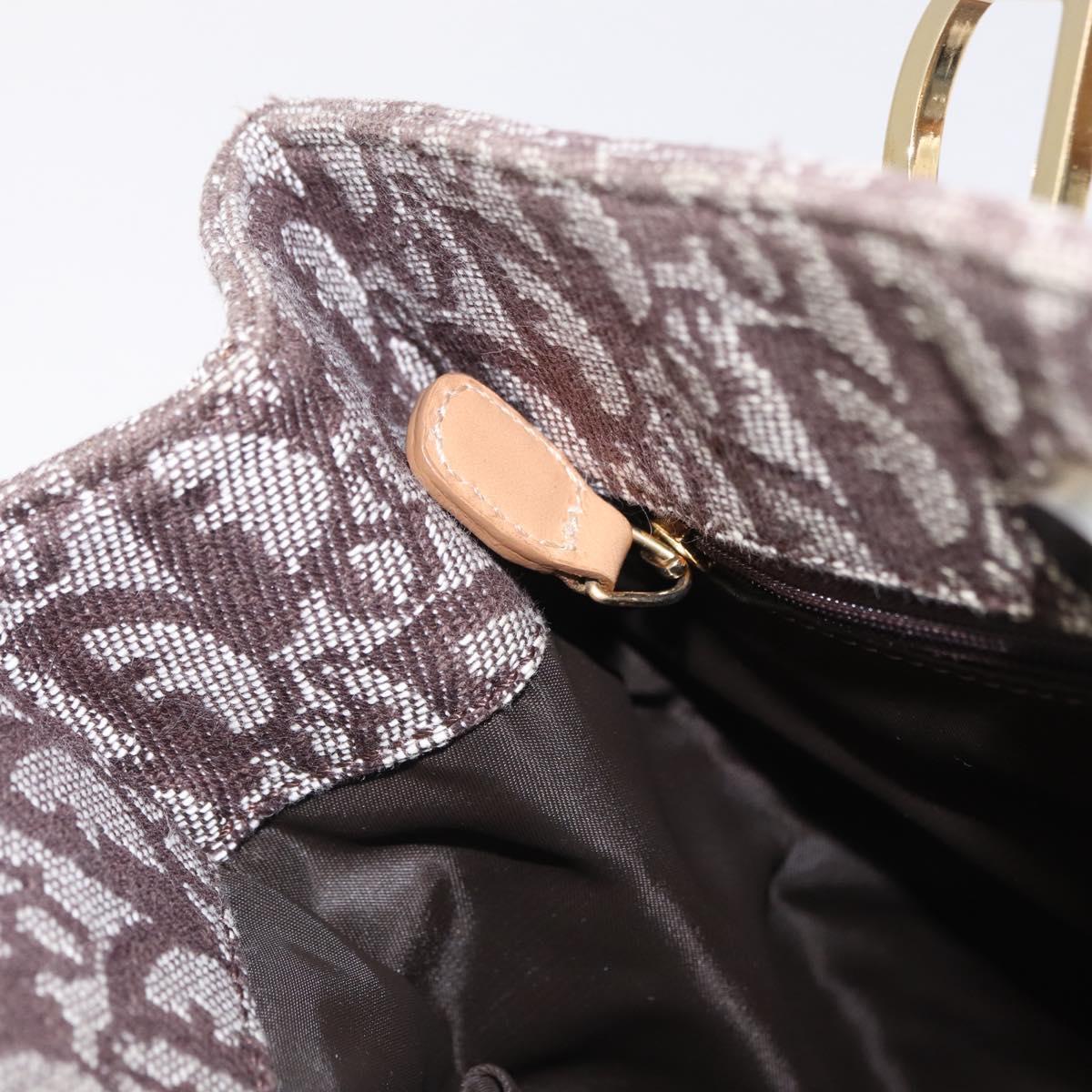 Christian Dior Trotter Canvas Hand Bag Brown Gold Auth ka6338V