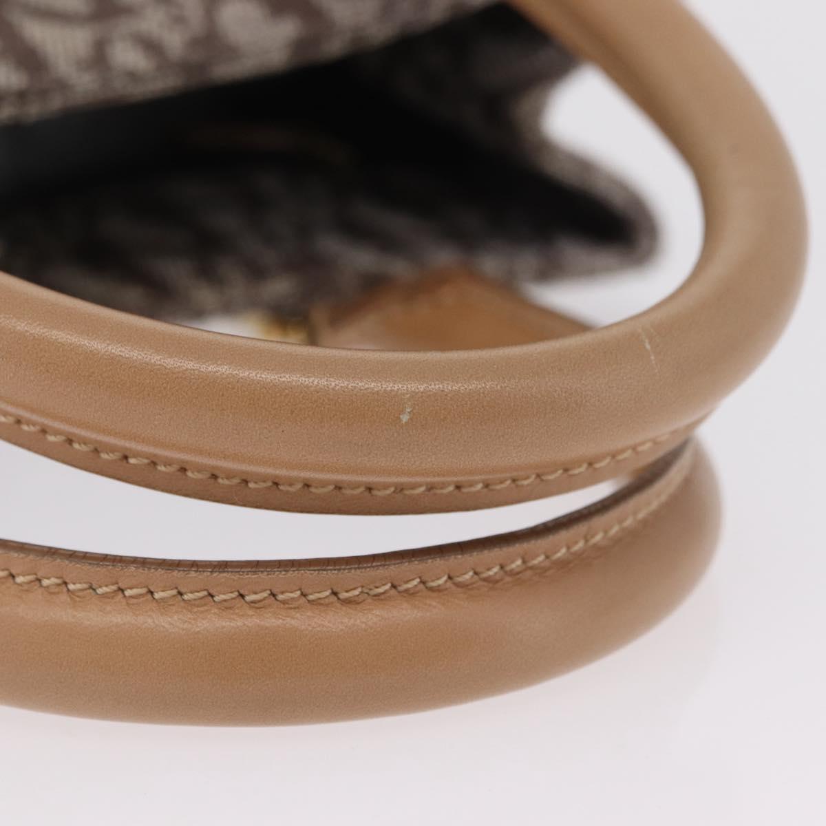 Christian Dior Trotter Canvas Hand Bag Brown Gold Auth ka6338V