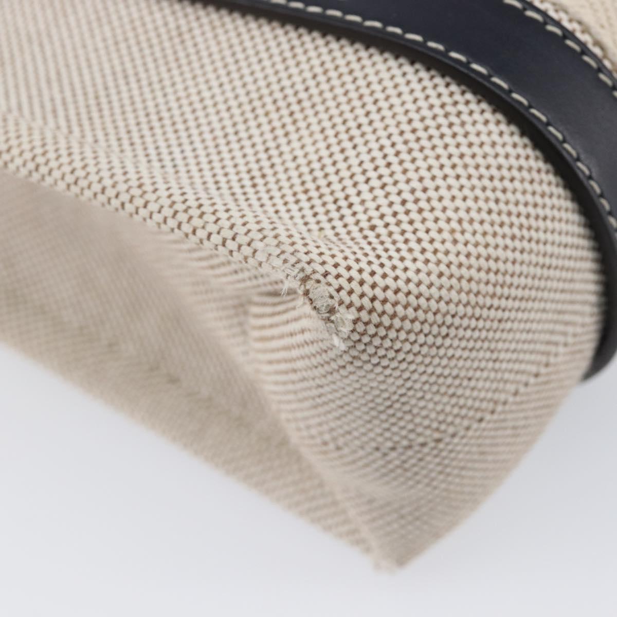 Chloe Woody Hand Bag Canvas 2way White Gold Auth ka6339