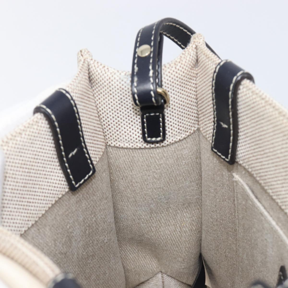 Chloe Woody Hand Bag Canvas 2way White Gold Auth ka6339