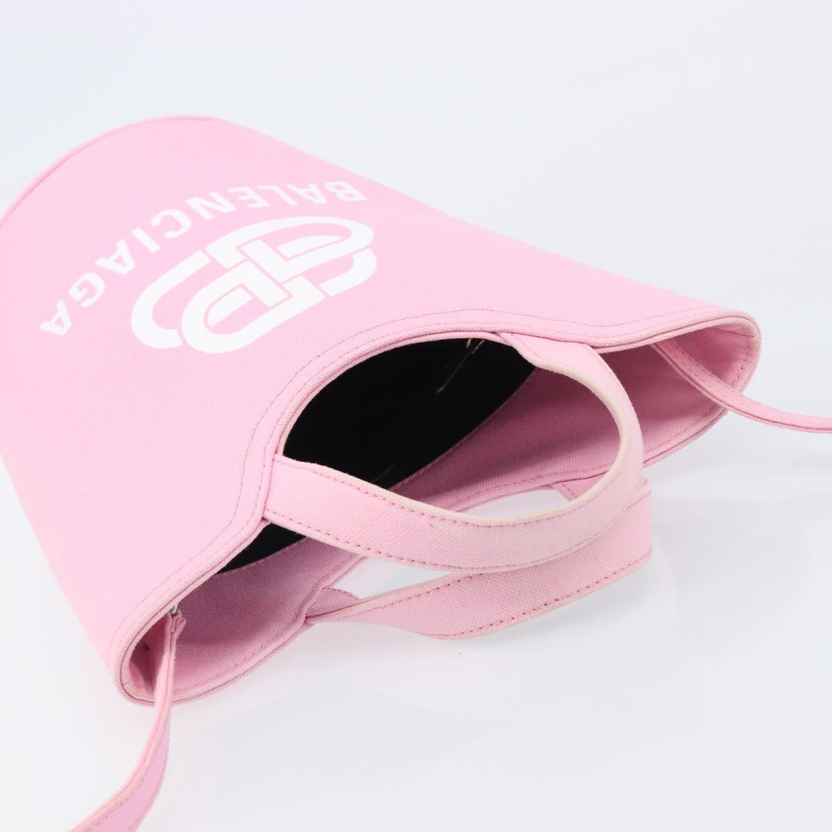 BALENCIAGA Wave XS Hand Bag Canvas 2way Pink Silver 619979 Auth ka6340V