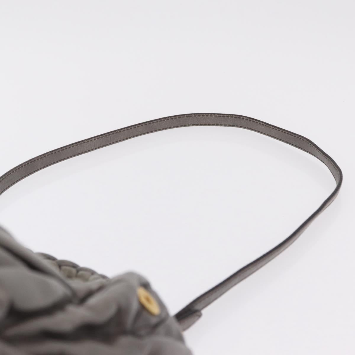 Miu Miu Matelasse Hand Bag Leather 2way Gray Gold Auth ka6343A