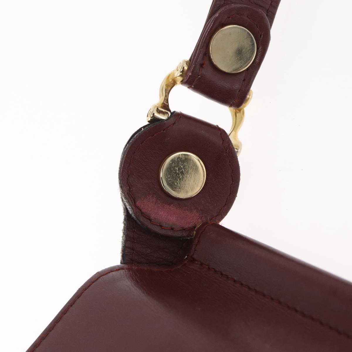CARTIER Must Line Shoulder Bag Leather Bordeaux Gold Auth ka6344