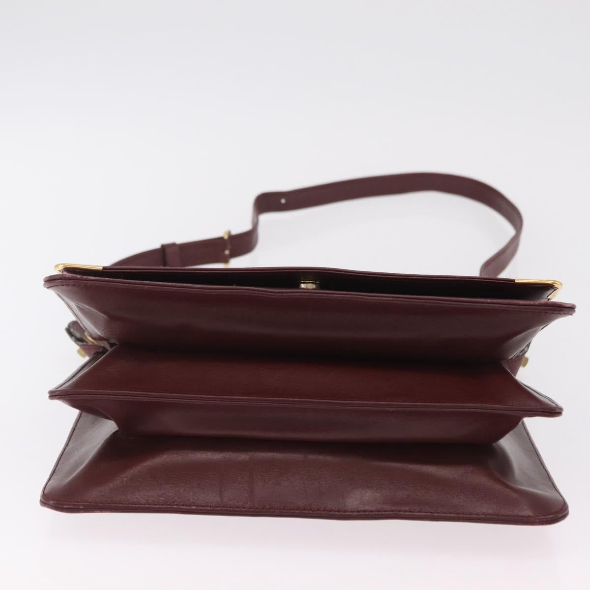 CARTIER Must Line Shoulder Bag Leather Bordeaux Gold Auth ka6344