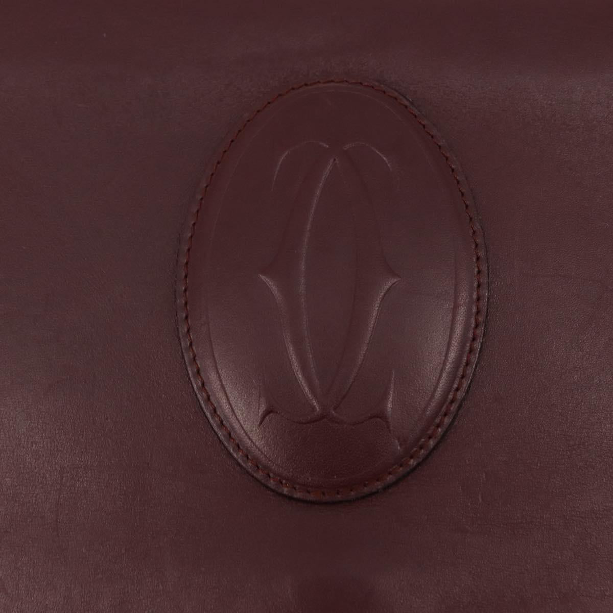 CARTIER Must Line Shoulder Bag Leather Bordeaux Gold Auth ka6344