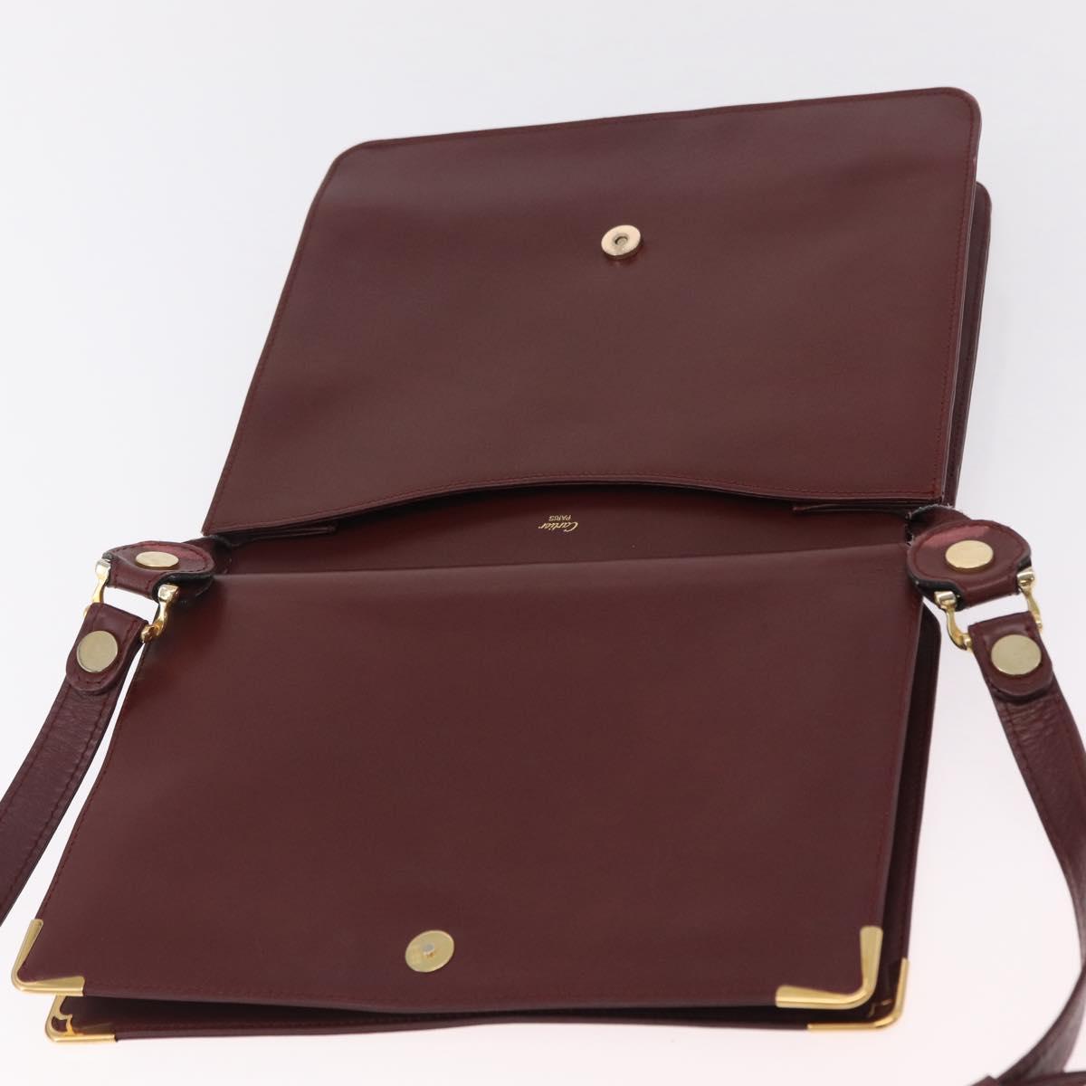 CARTIER Must Line Shoulder Bag Leather Bordeaux Gold Auth ka6344