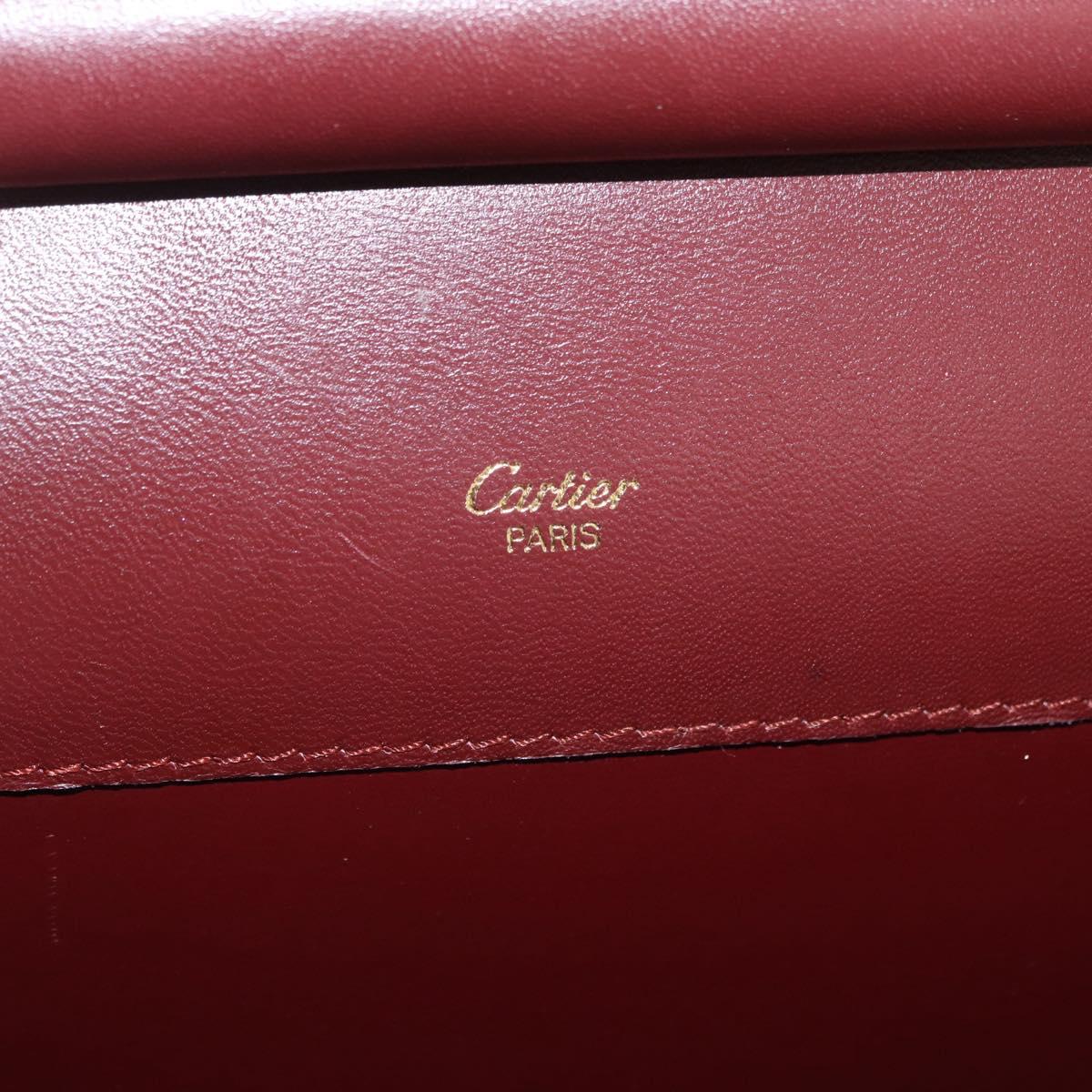 CARTIER Must Line Shoulder Bag Leather Bordeaux Gold Auth ka6344