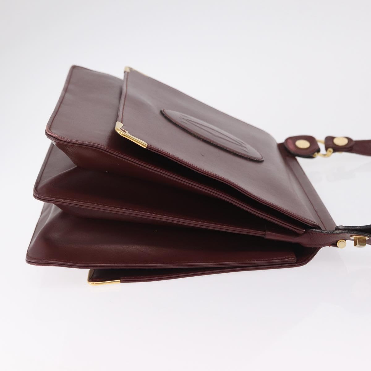 CARTIER Must Line Shoulder Bag Leather Bordeaux Gold Auth ka6344