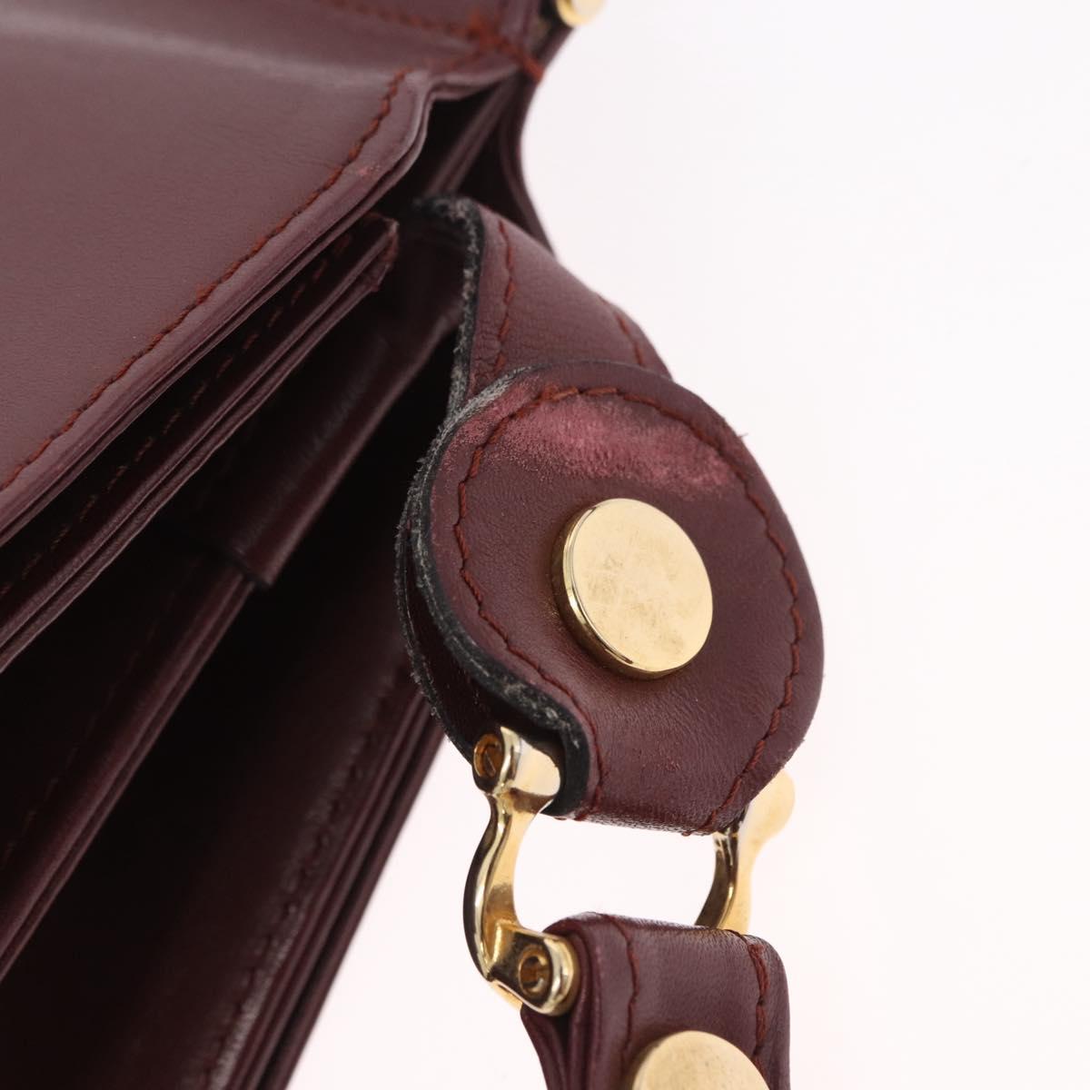 CARTIER Must Line Shoulder Bag Leather Bordeaux Gold Auth ka6344