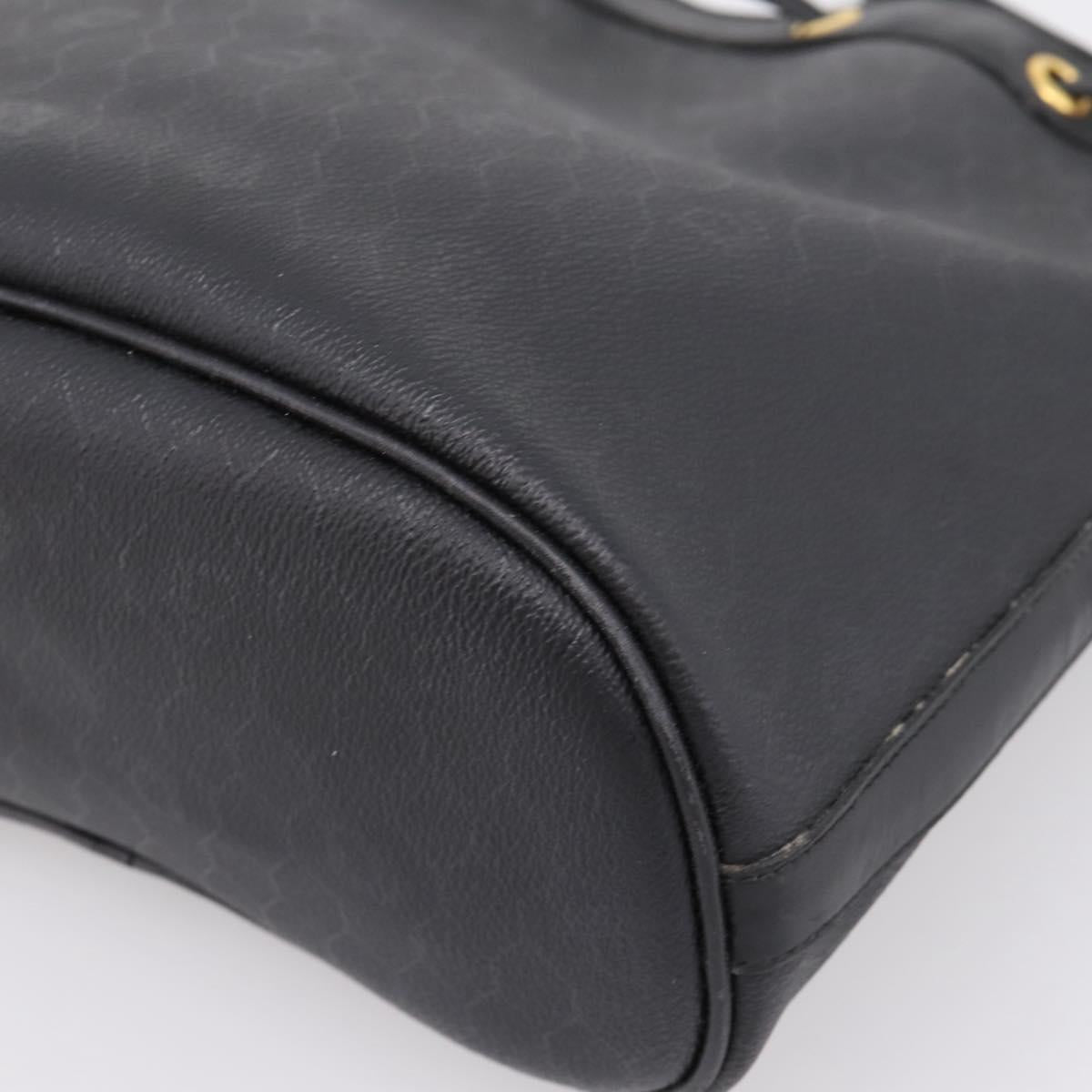 Christian Dior Honeycomb Canvas Shoulder Bag PVC Black Gold Auth ka6345