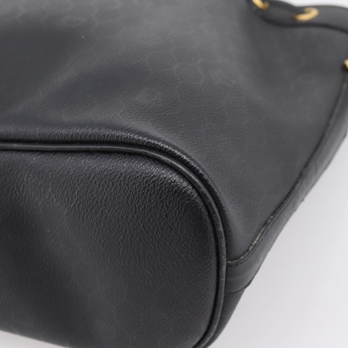 Christian Dior Honeycomb Canvas Shoulder Bag PVC Black Gold Auth ka6345
