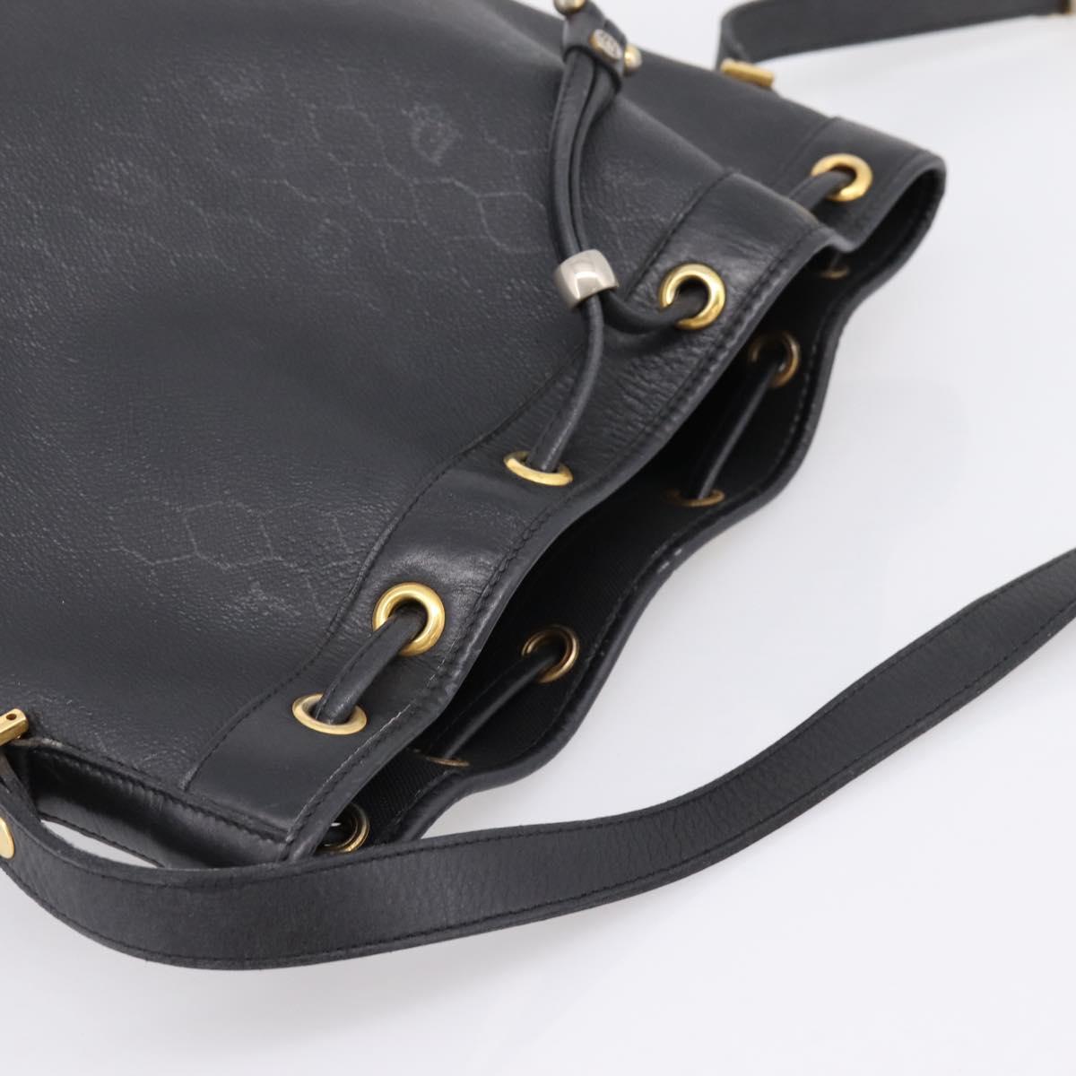 Christian Dior Honeycomb Canvas Shoulder Bag PVC Black Gold Auth ka6345