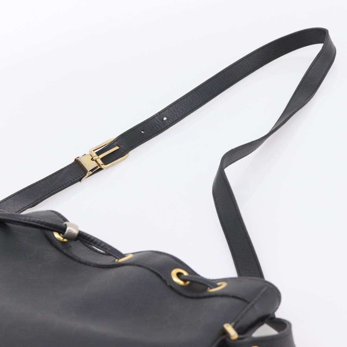 Christian Dior Honeycomb Canvas Shoulder Bag PVC Black Gold Auth ka6345