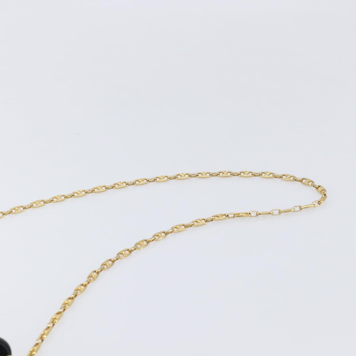 CELINE Chain Shoulder Bag Leather Black Gold Auth ka6346