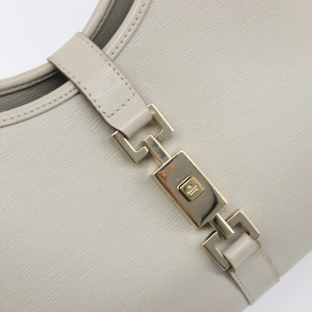 GUCCI Jackie Hand Bag Leather Beige Gold 002 1067 Auth ka6348