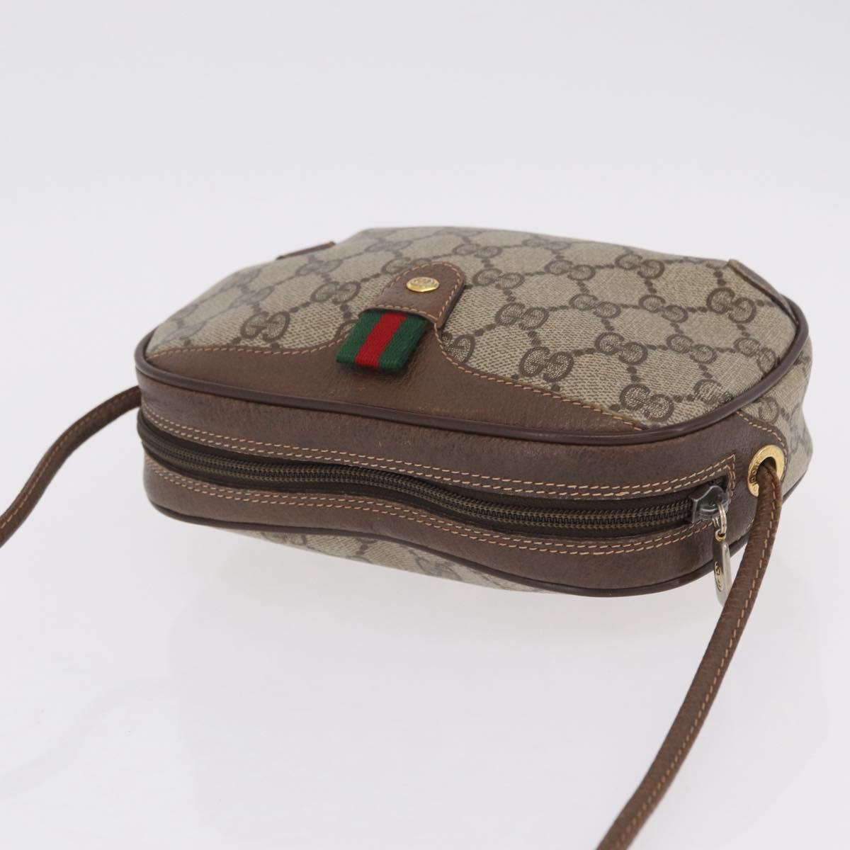 GUCCI GG Supreme Web Sherry Line Bag PVC Beige Gold 89 02 066 Auth ka6349