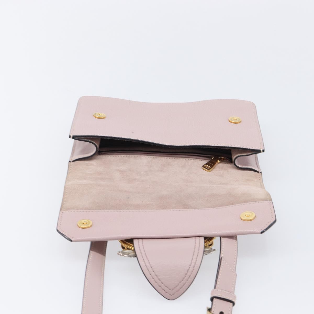 Miu Miu Madras Bijoux Shoulder Bag Leather Pink Gold Auth ka6350V