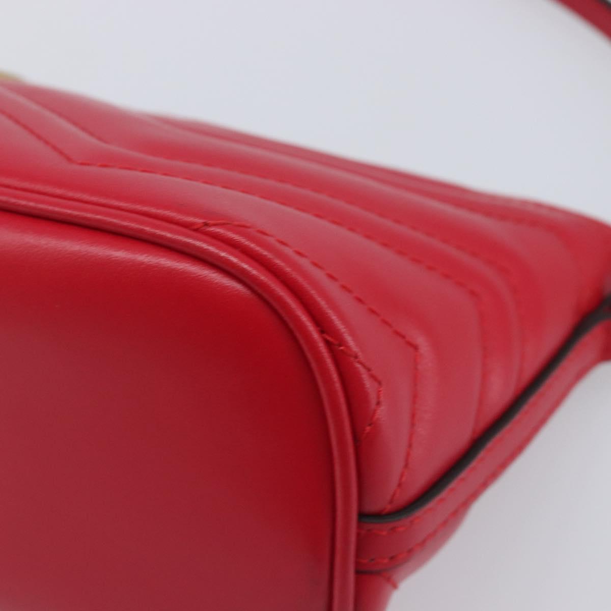 GUCCI GG Marmont Hand Bag Leather Red Gold 739166 Auth ka6352V