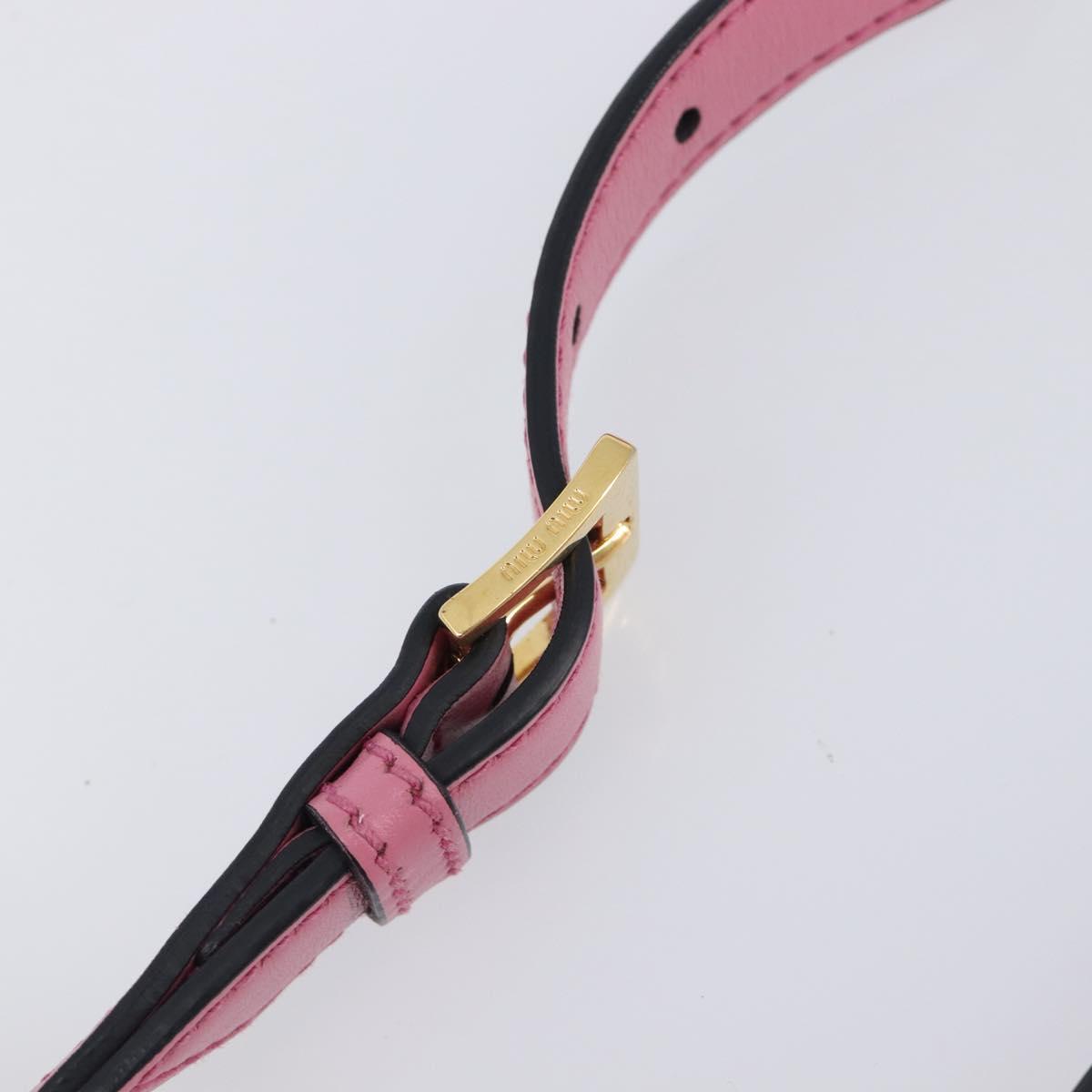 Miu Miu Madras Bijoux Shoulder Bag Leather Pink Gold Auth ka6353V