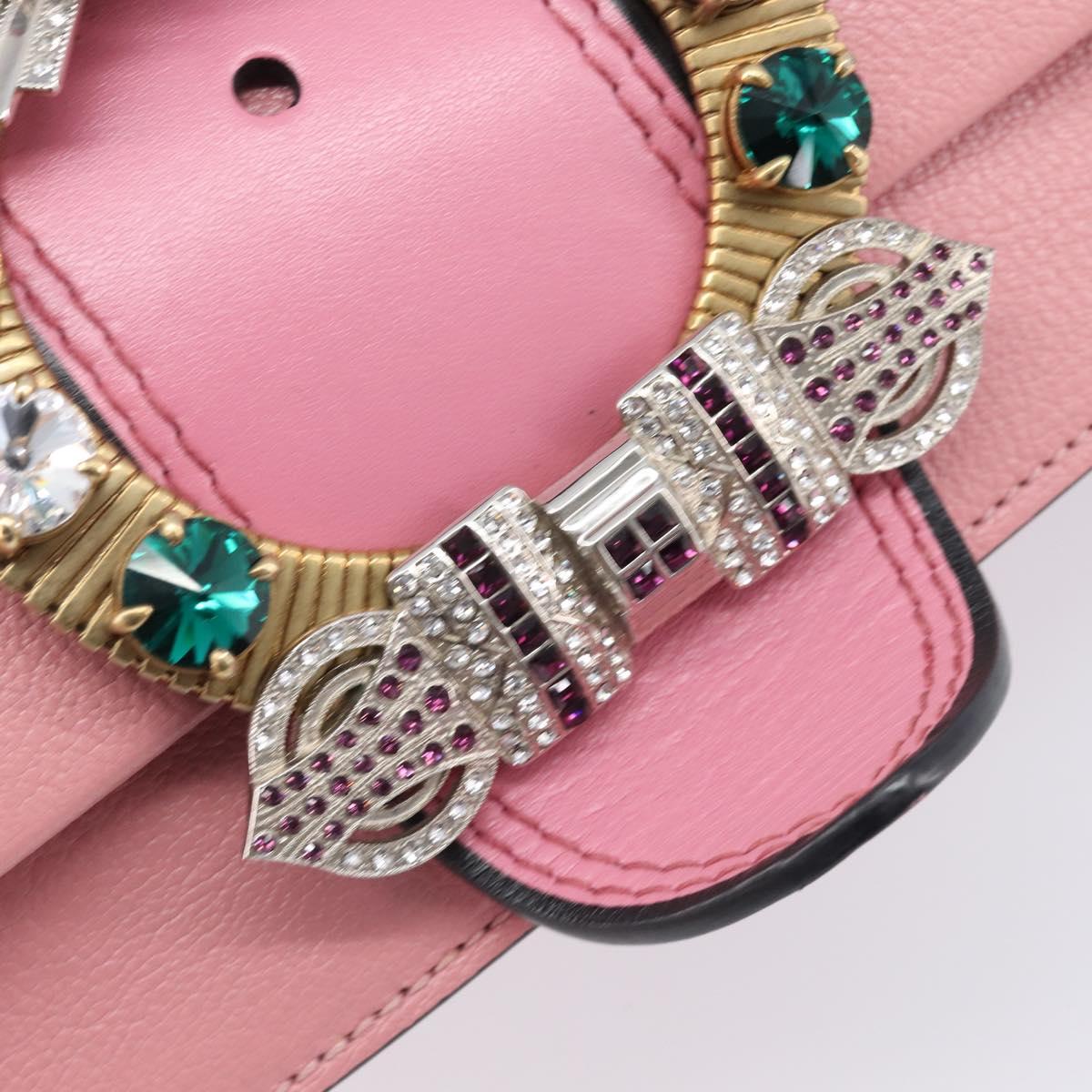 Miu Miu Madras Bijoux Shoulder Bag Leather Pink Gold Auth ka6353V