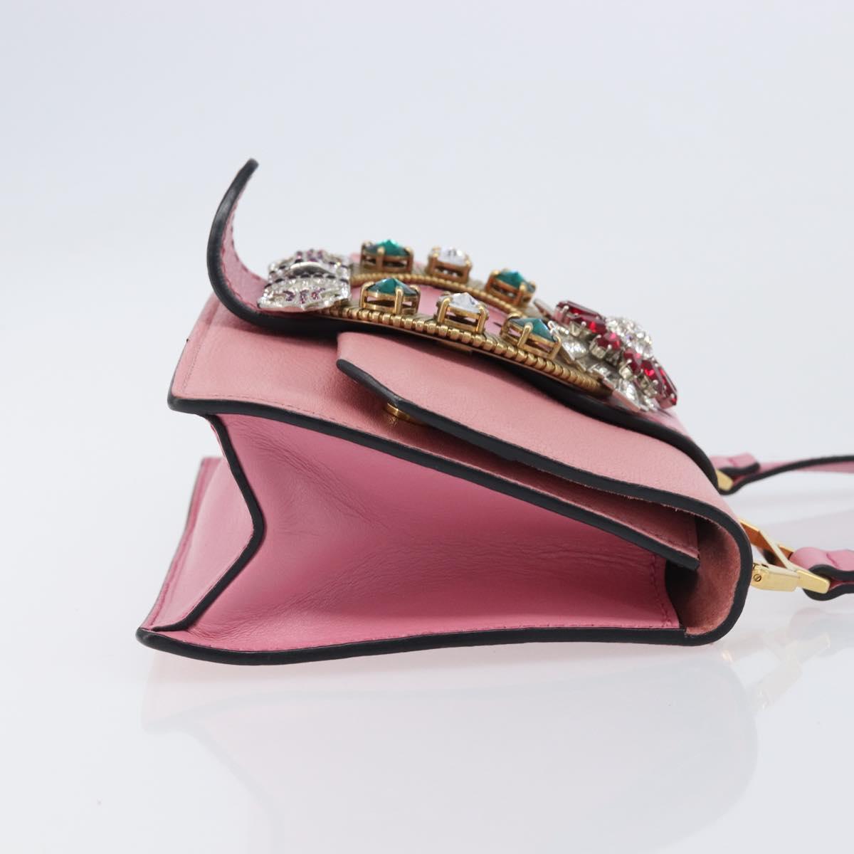 Miu Miu Madras Bijoux Shoulder Bag Leather Pink Gold Auth ka6353V