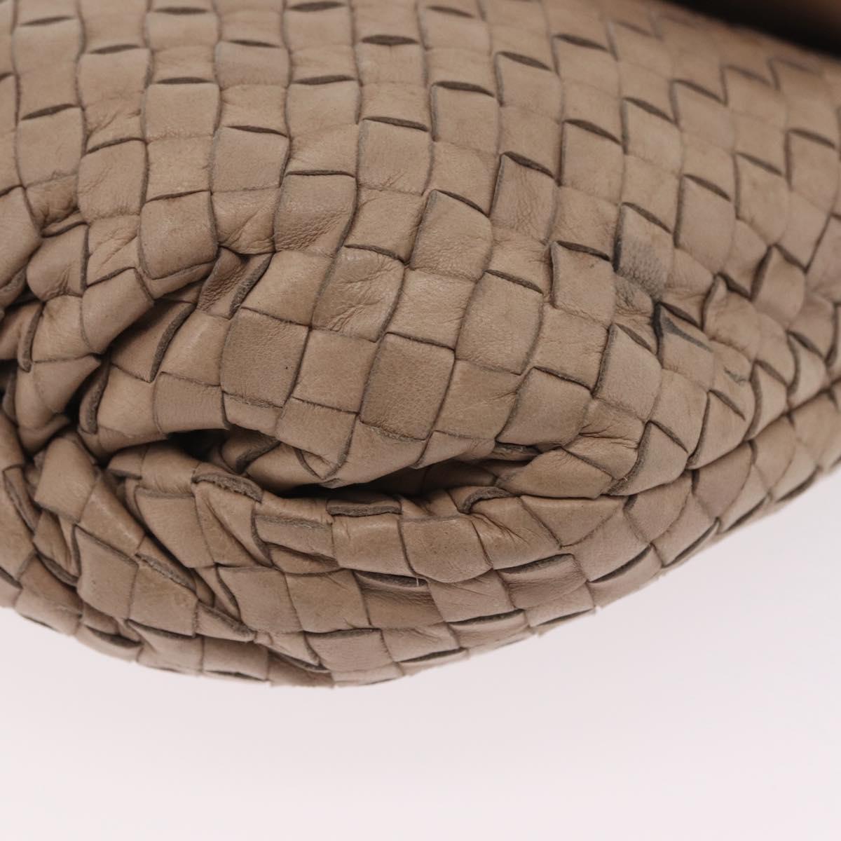 BOTTEGA VENETA INTRECCIATO Shoulder Bag Leather Beige Gold Auth ka6354