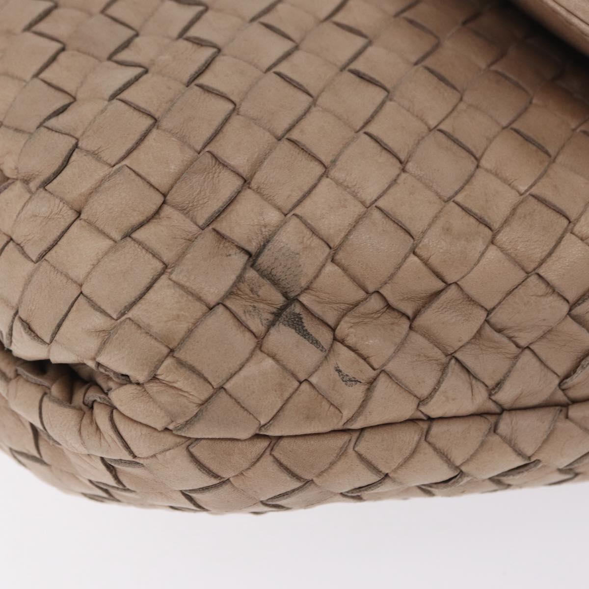 BOTTEGA VENETA INTRECCIATO Shoulder Bag Leather Beige Gold Auth ka6354