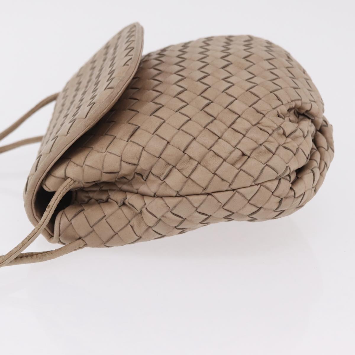 BOTTEGA VENETA INTRECCIATO Shoulder Bag Leather Beige Gold Auth ka6354