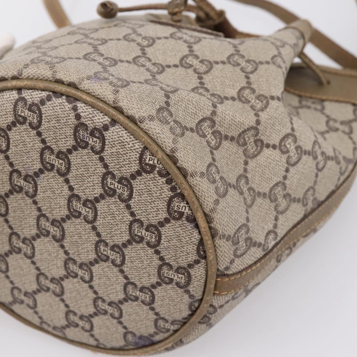 GUCCI GG Plus Supreme Shoulder Bag PVC Beige Gold Auth ka6356