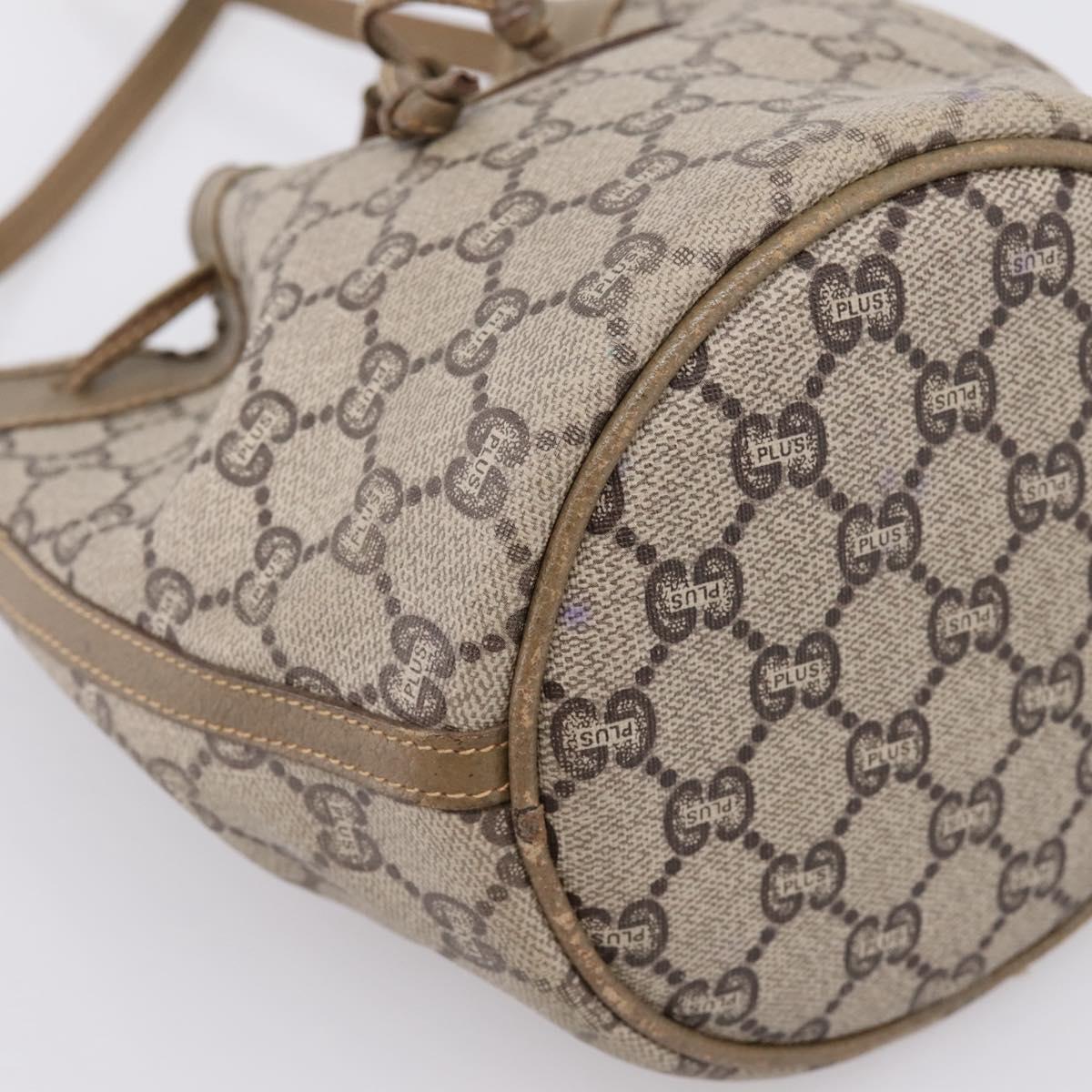 GUCCI GG Plus Supreme Shoulder Bag PVC Beige Gold Auth ka6356