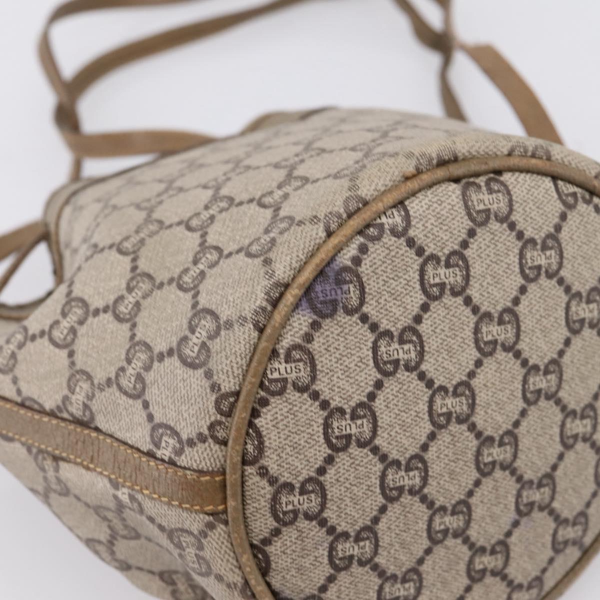 GUCCI GG Plus Supreme Shoulder Bag PVC Beige Gold Auth ka6356