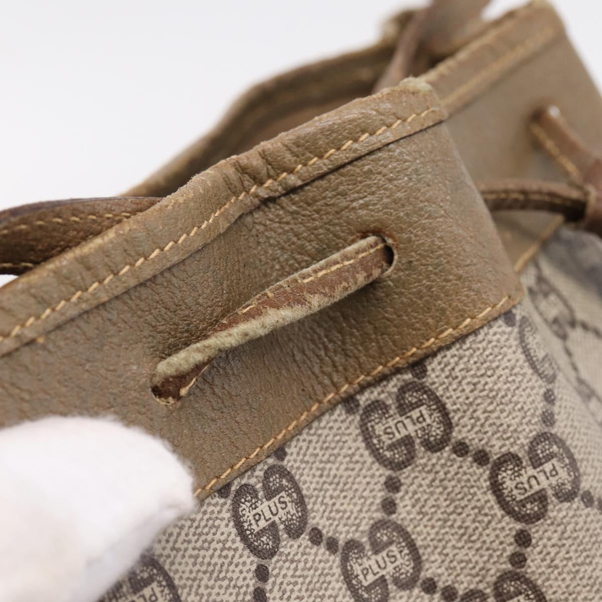 GUCCI GG Plus Supreme Shoulder Bag PVC Beige Gold Auth ka6356