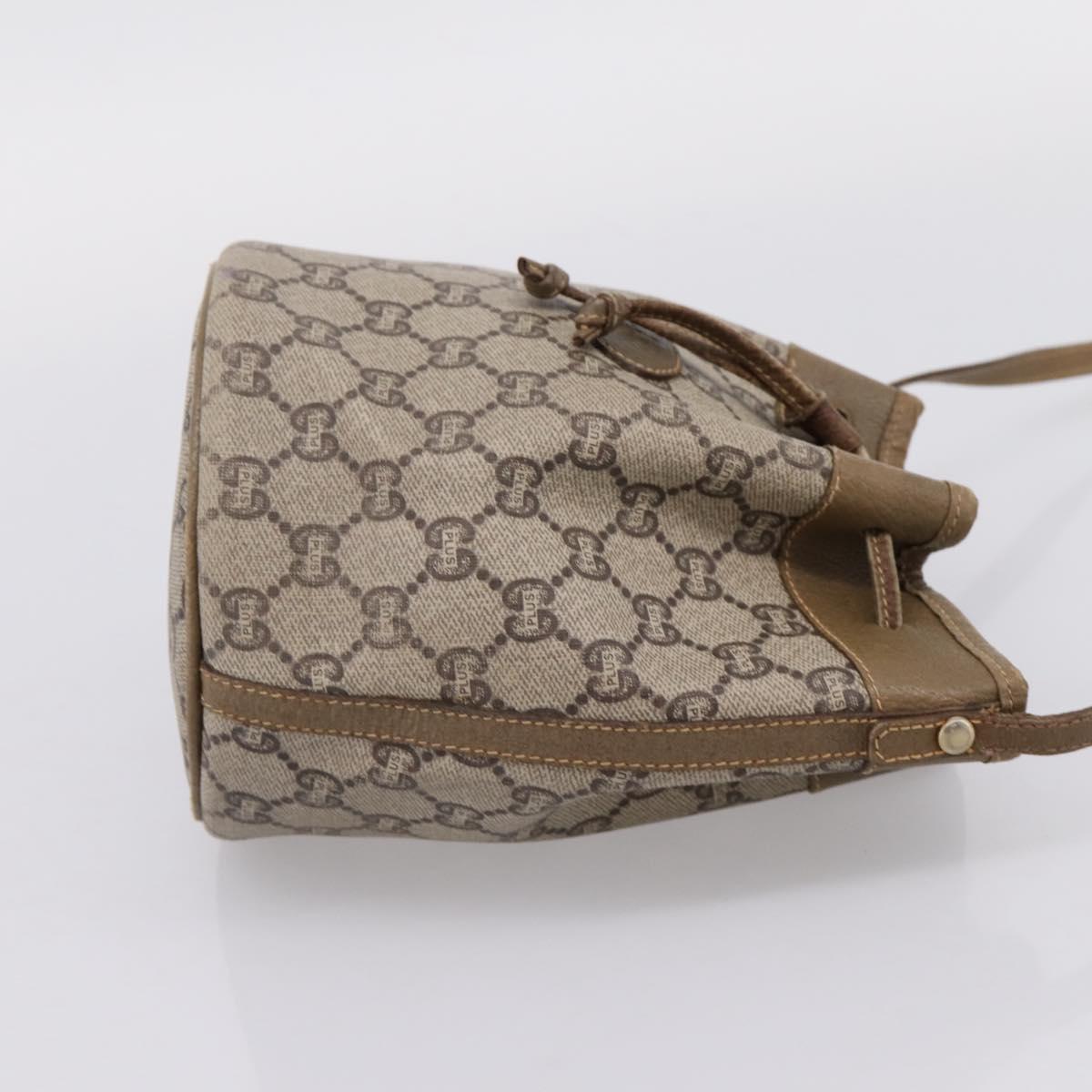 GUCCI GG Plus Supreme Shoulder Bag PVC Beige Gold Auth ka6356