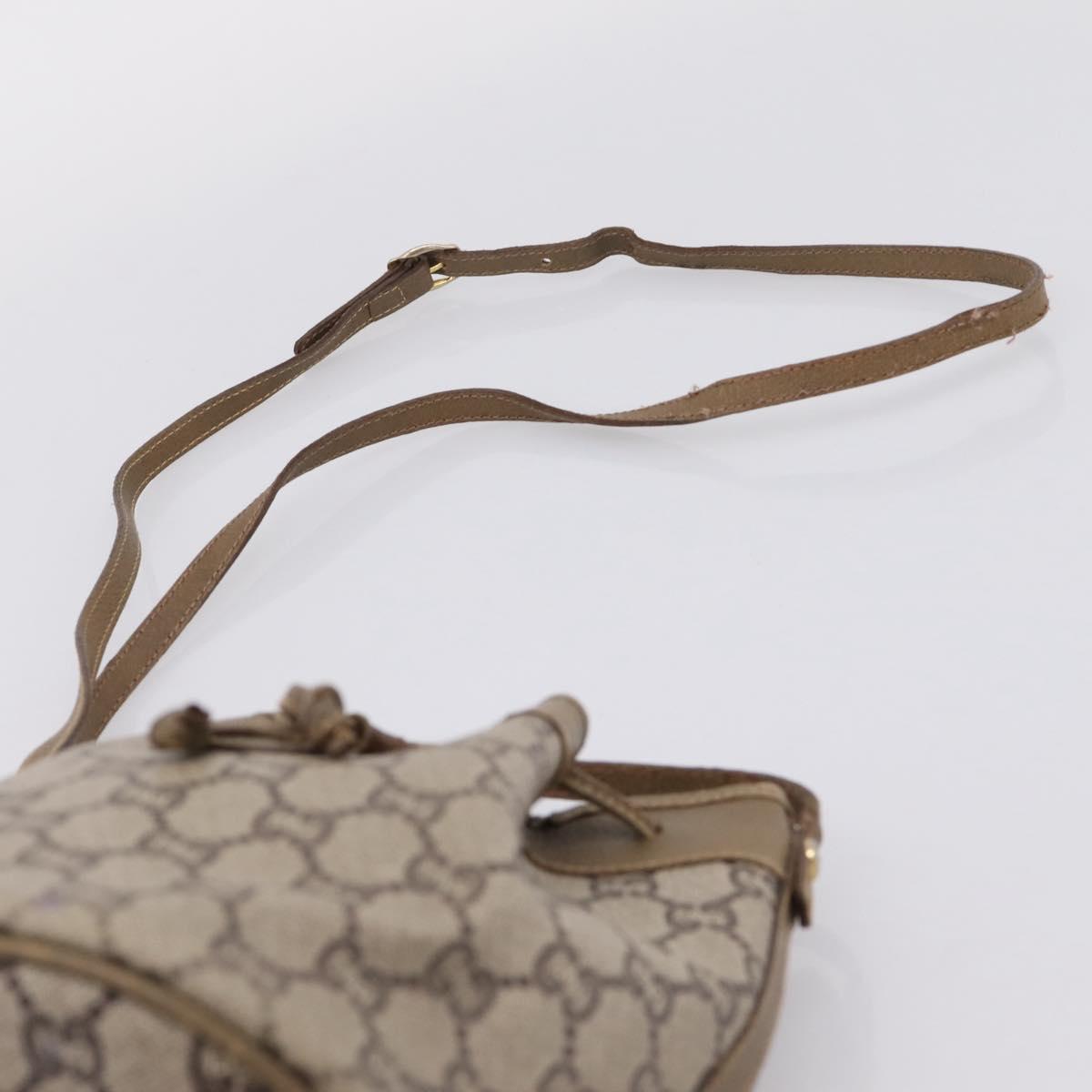 GUCCI GG Plus Supreme Shoulder Bag PVC Beige Gold Auth ka6356