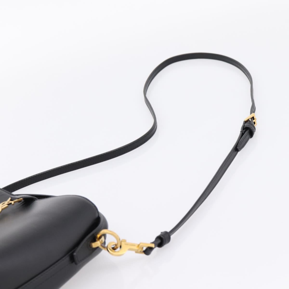 SAINT LAURENT Hand Bag Leather 2way Black Gold Auth ka6358M