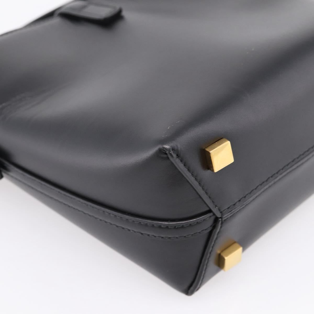 SAINT LAURENT Hand Bag Leather 2way Black Gold Auth ka6358M