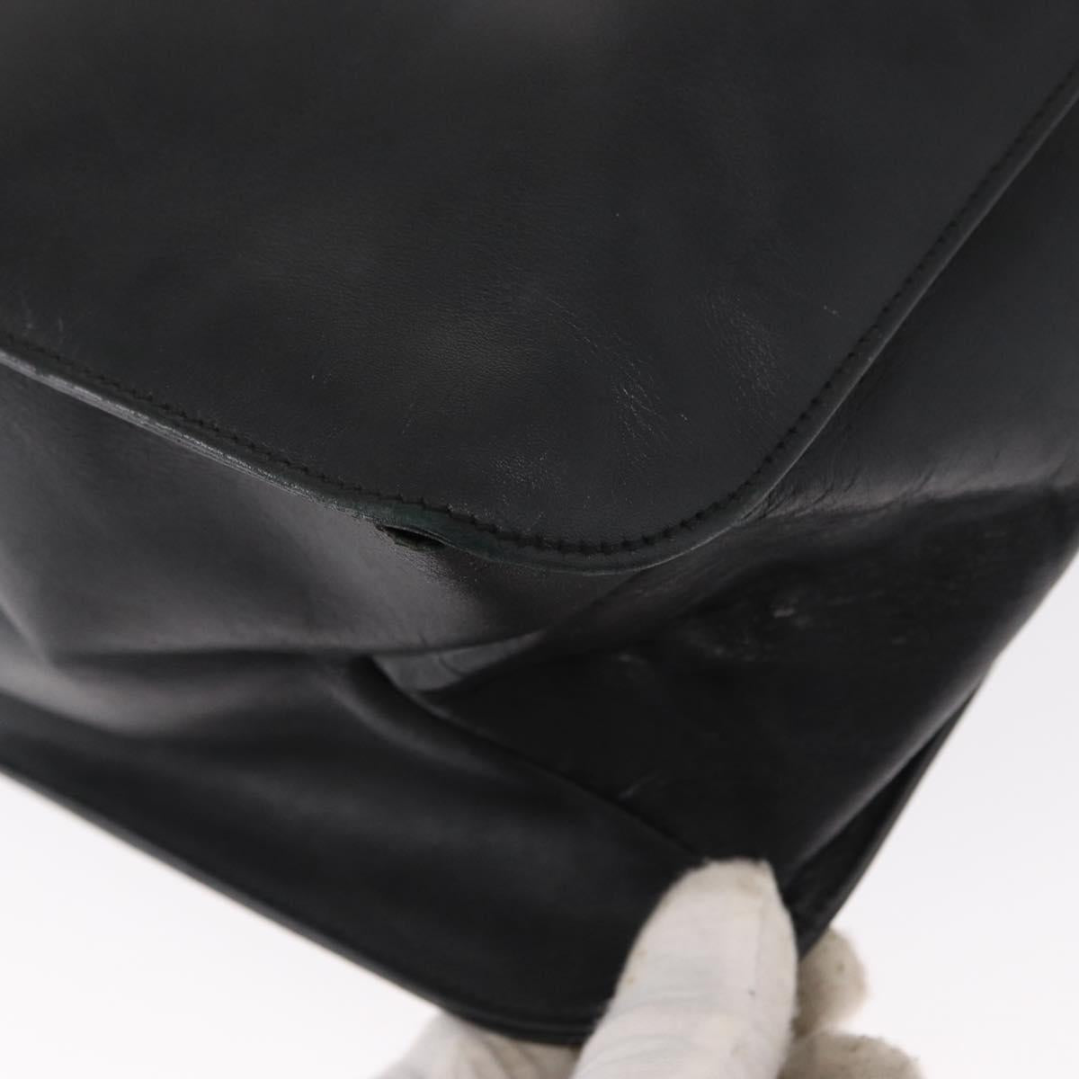 GUCCI Shoulder Bag Leather Black Silver 001 3167 Auth ka636