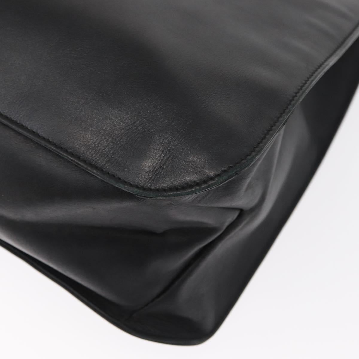 GUCCI Shoulder Bag Leather Black Silver 001 3167 Auth ka636