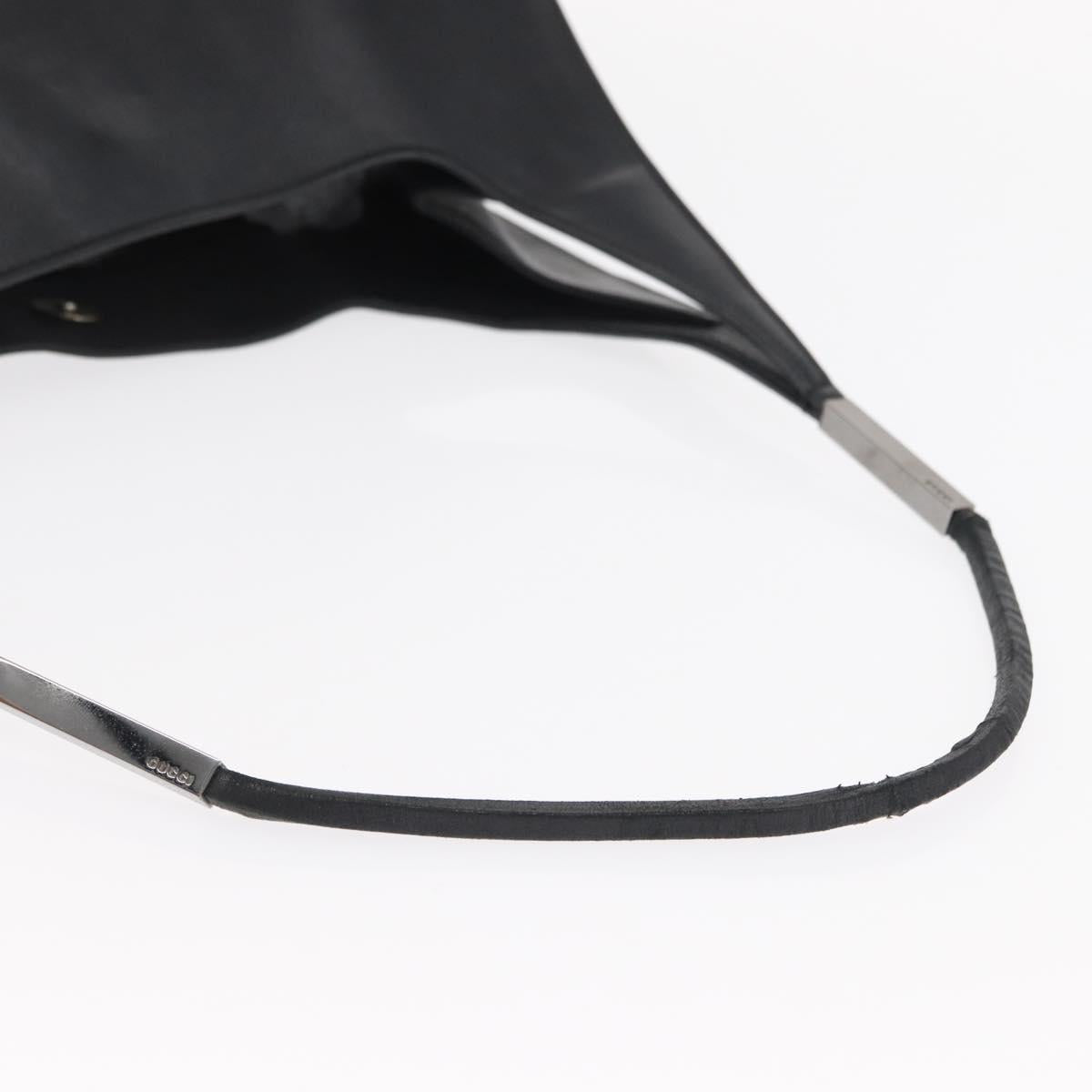 GUCCI Shoulder Bag Leather Black Silver 001 3167 Auth ka636