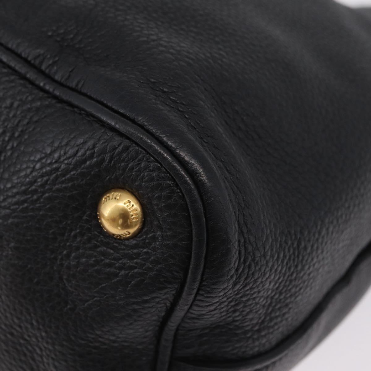 Miu Miu Shoulder Bag Leather Black Gold Auth ka6362