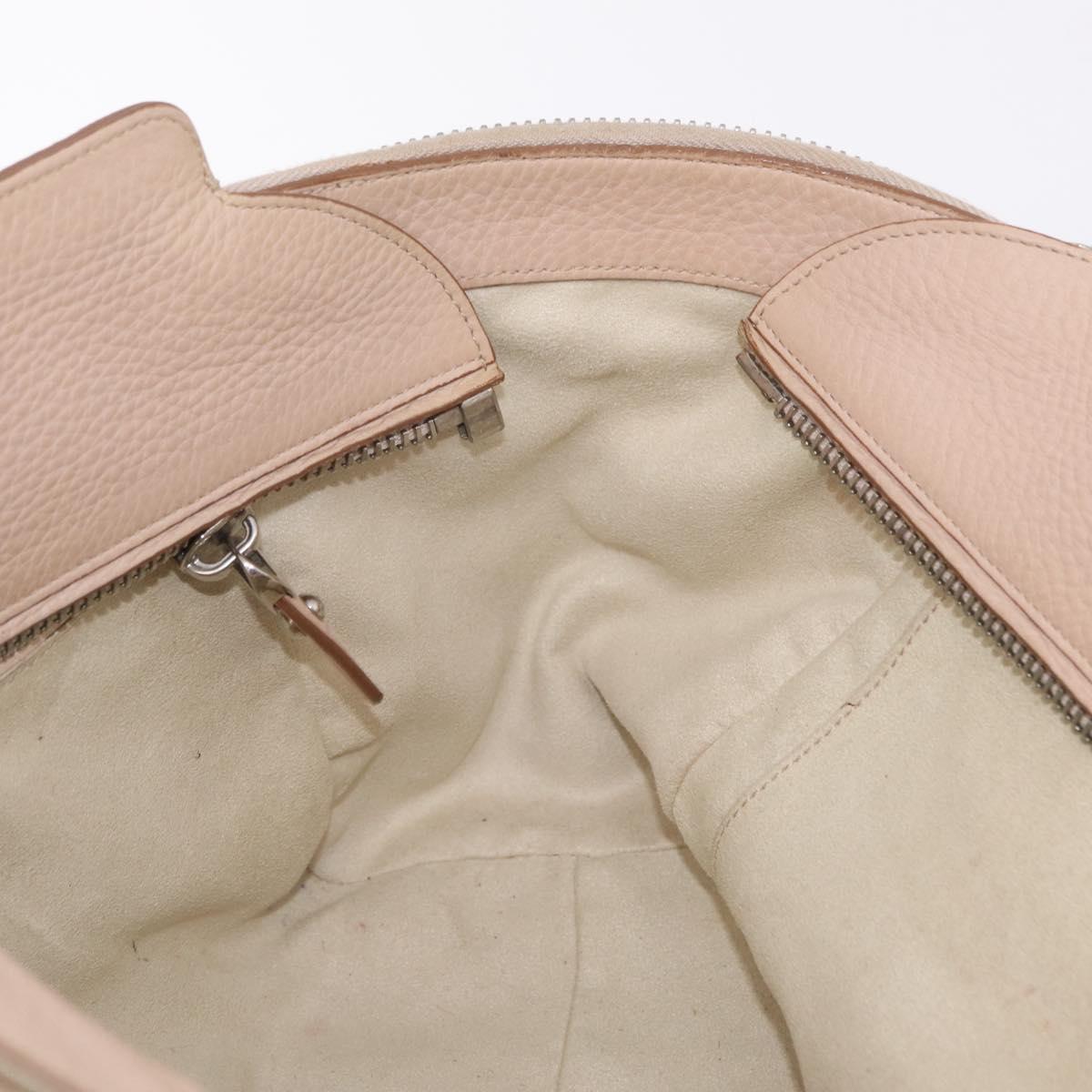 Salvatore Ferragamo Gancini Tote Bag Leather Beige Silver Auth ka6363