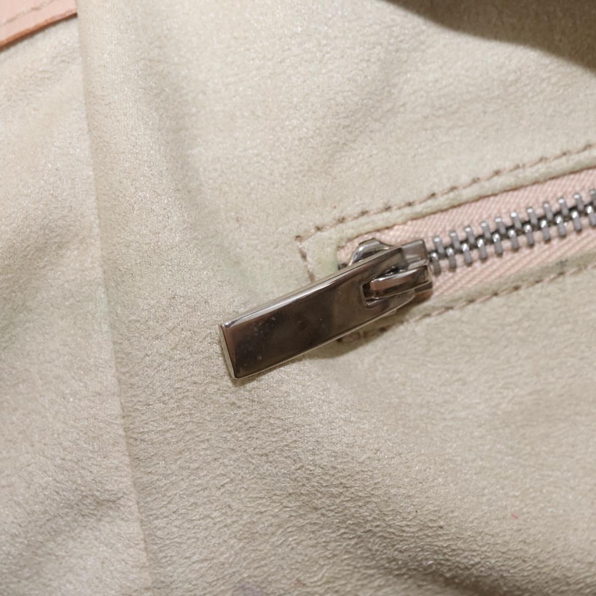 Salvatore Ferragamo Gancini Tote Bag Leather Beige Silver Auth ka6363