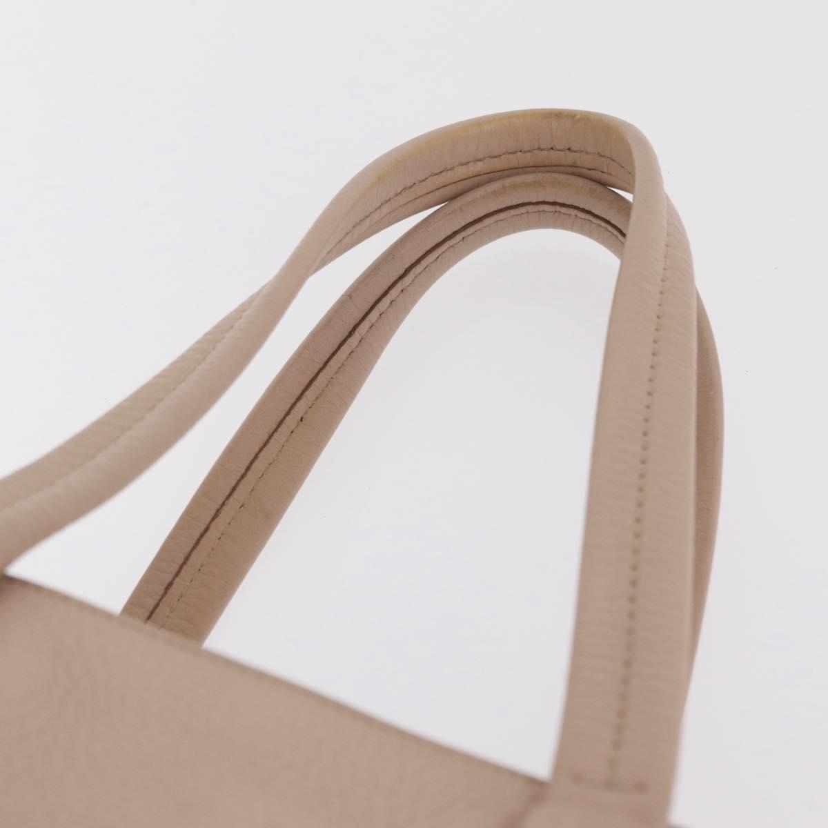 Salvatore Ferragamo Gancini Tote Bag Leather Beige Silver Auth ka6363