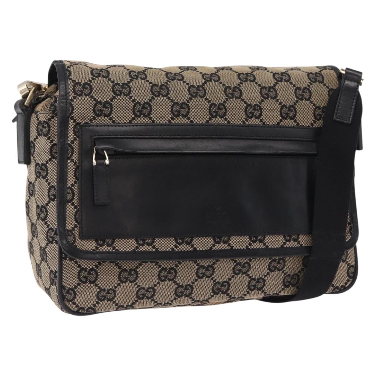 GUCCI GG Canvas Shoulder Bag Beige Gold 019 0375 Auth ka6364