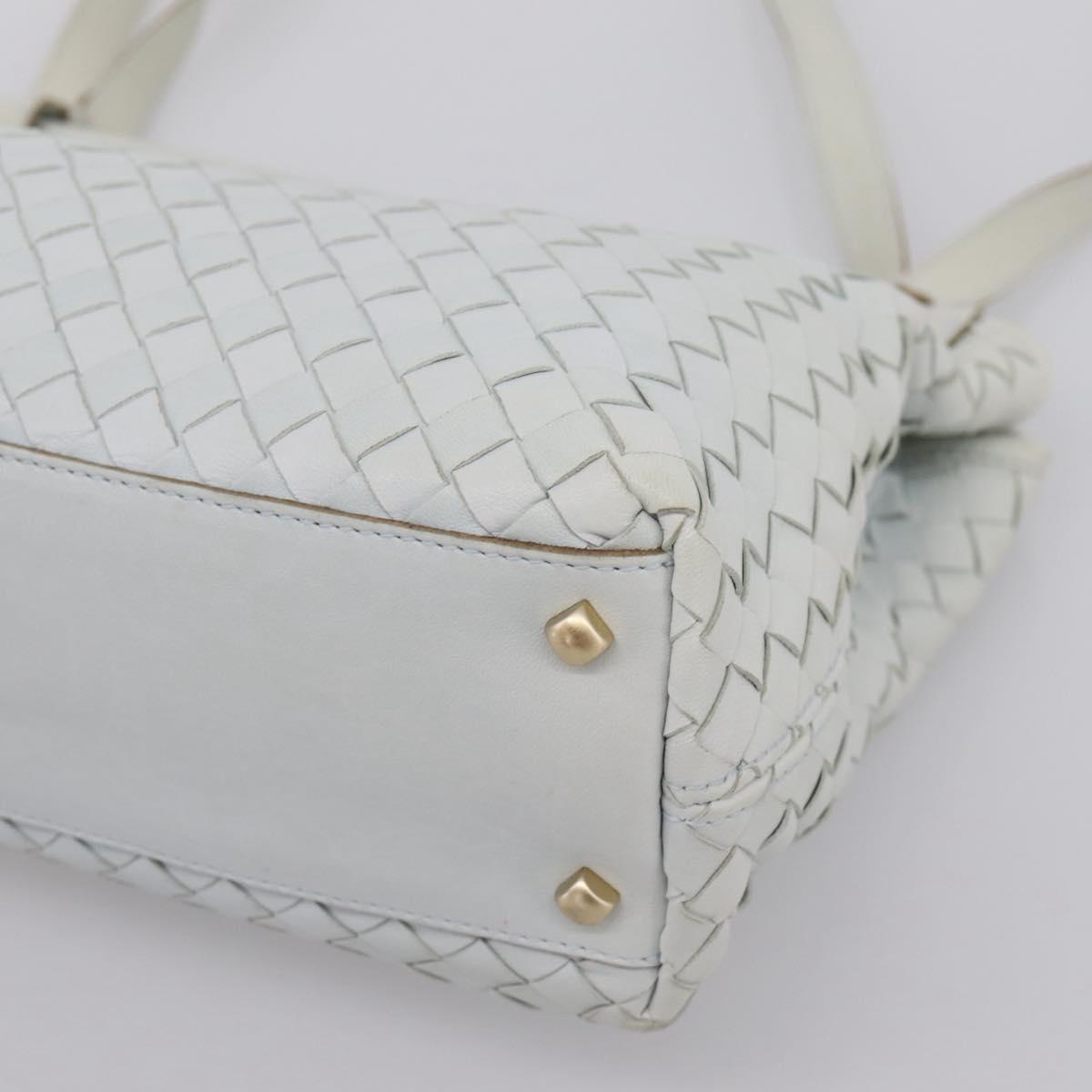 BOTTEGA VENETA INTRECCIATO Shoulder Bag Leather Light Blue Gold Auth ka6365