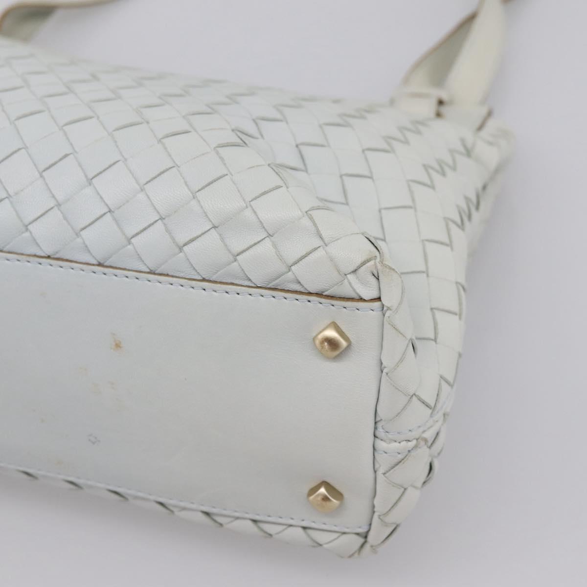 BOTTEGA VENETA INTRECCIATO Shoulder Bag Leather Light Blue Gold Auth ka6365
