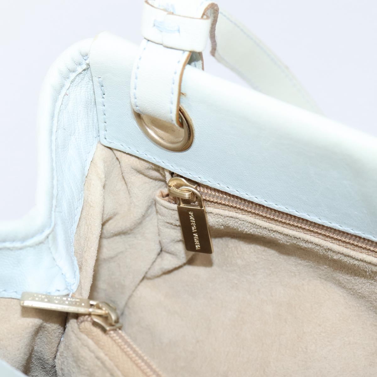 BOTTEGA VENETA INTRECCIATO Shoulder Bag Leather Light Blue Gold Auth ka6365