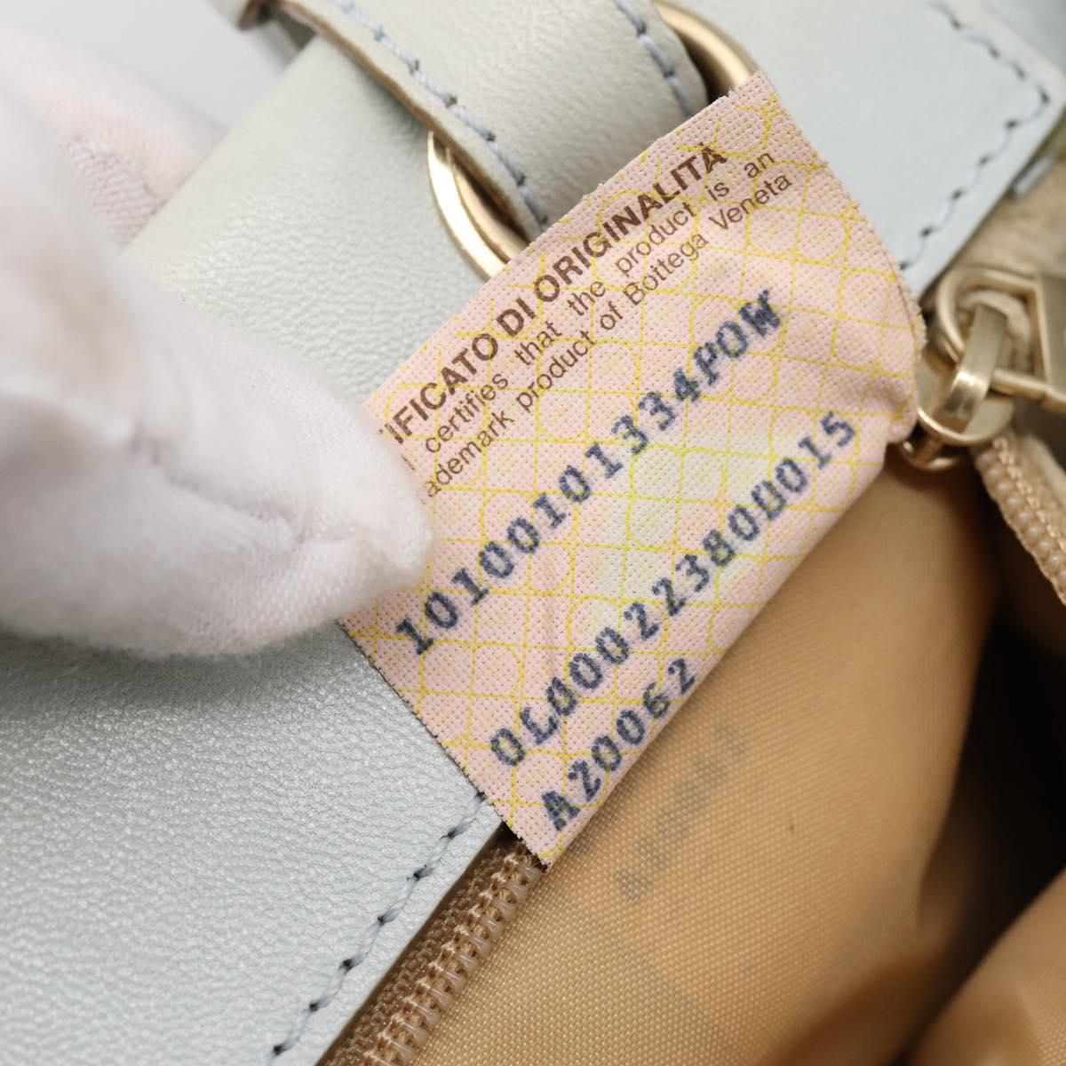 BOTTEGA VENETA INTRECCIATO Shoulder Bag Leather Light Blue Gold Auth ka6365